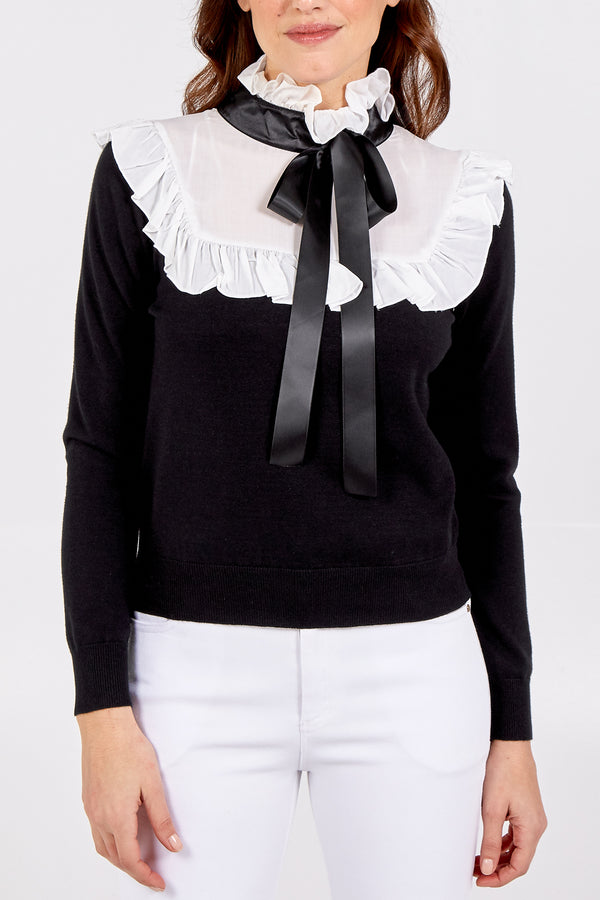 qed london Frill Neck Tie Fastening Detail Top
