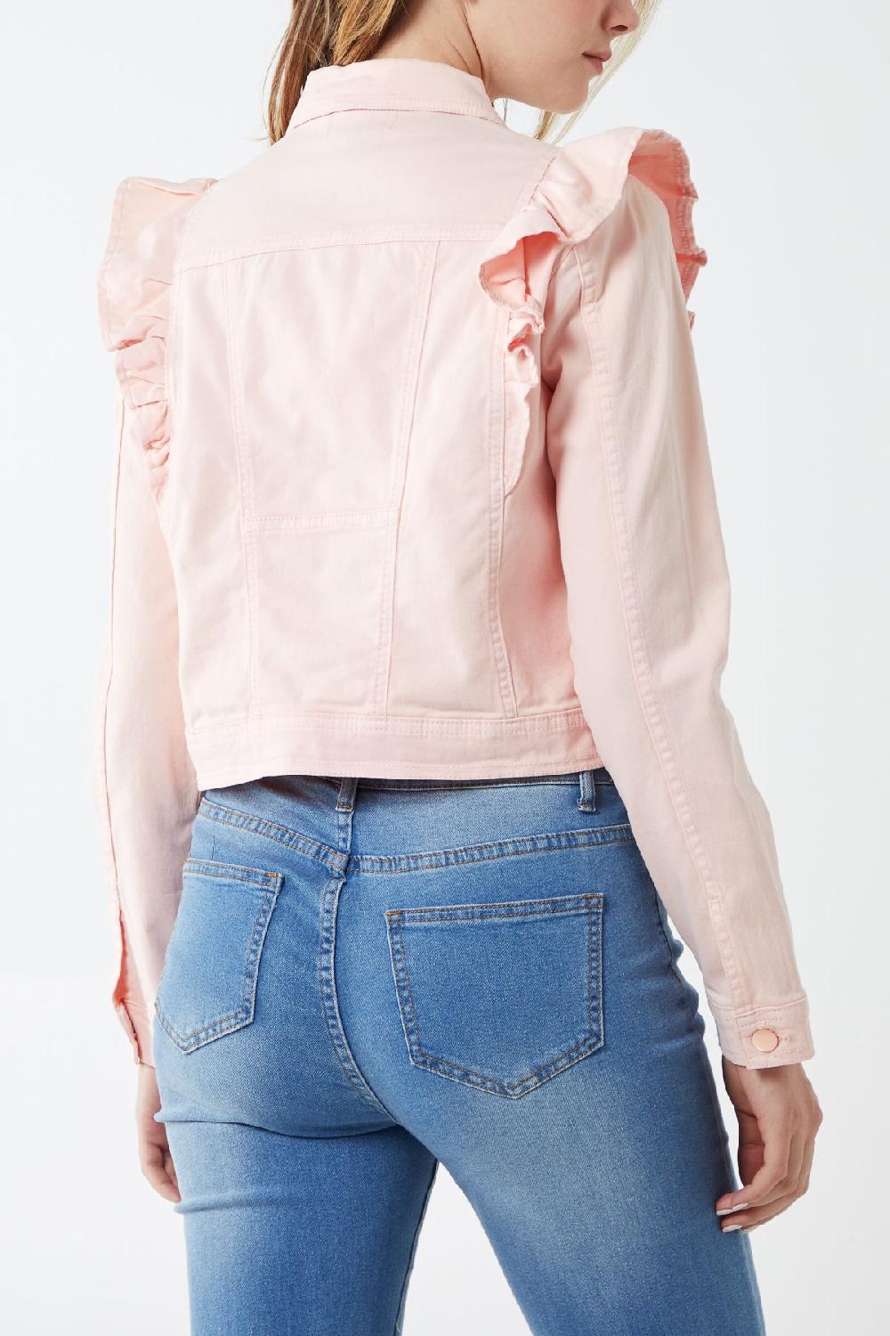 Qed London Frill Shoulder Denim Jacket