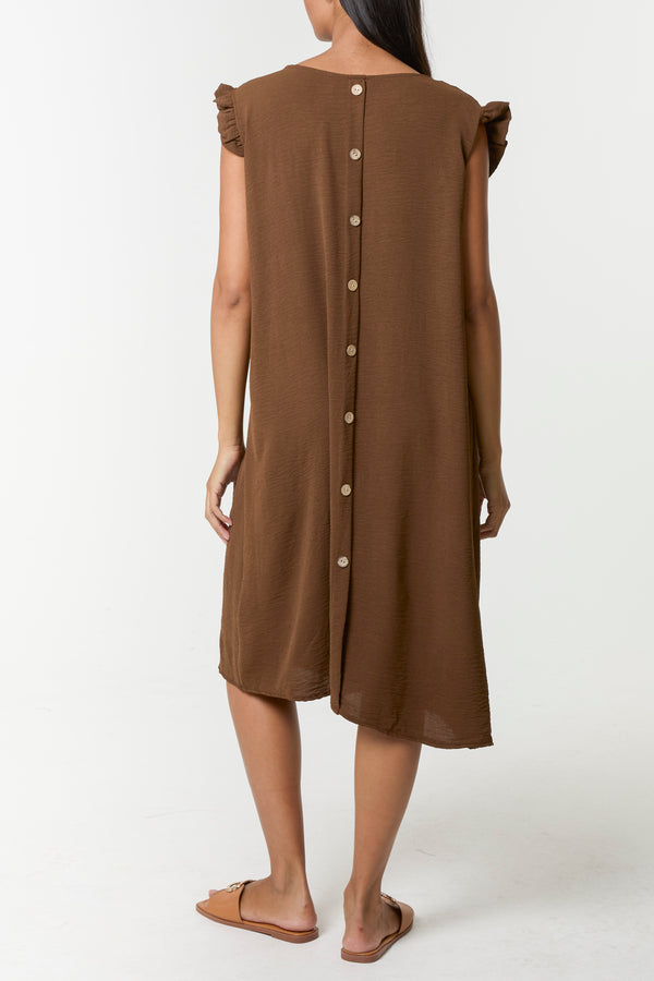 Qed London Frill Sleeve Back Button Mini Dress