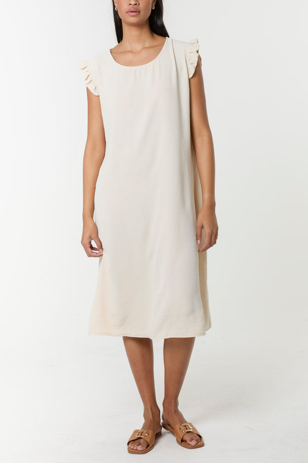 Qed London Frill Sleeve Back Button Mini Dress