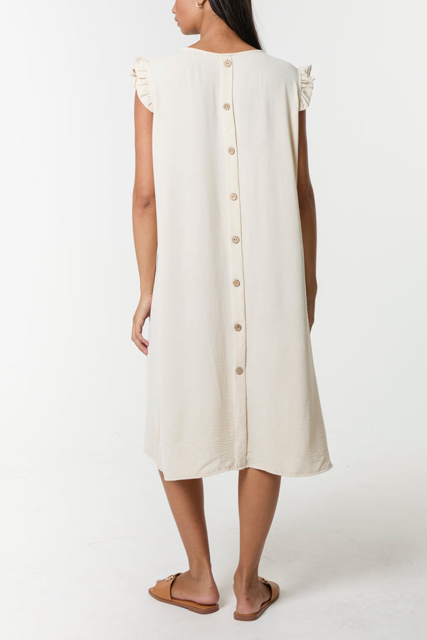 Qed London Frill Sleeve Back Button Mini Dress