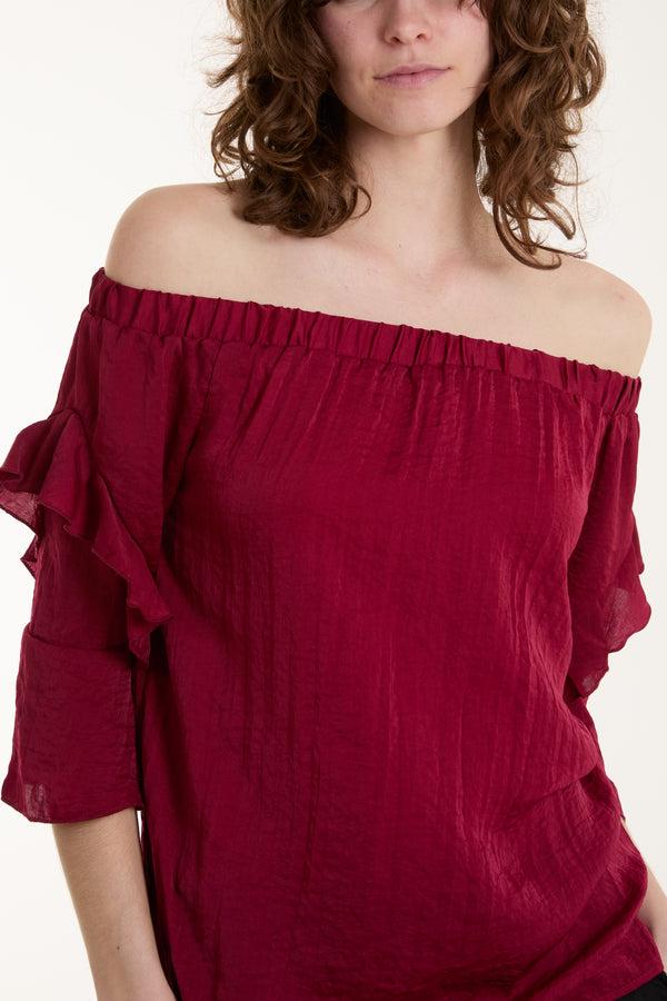 Qed London Frill Sleeve Bardot Top