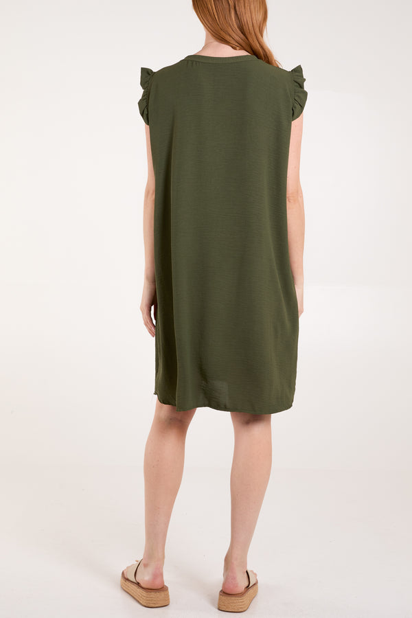 Qed London Frill Sleeve Necklace Mini Dress