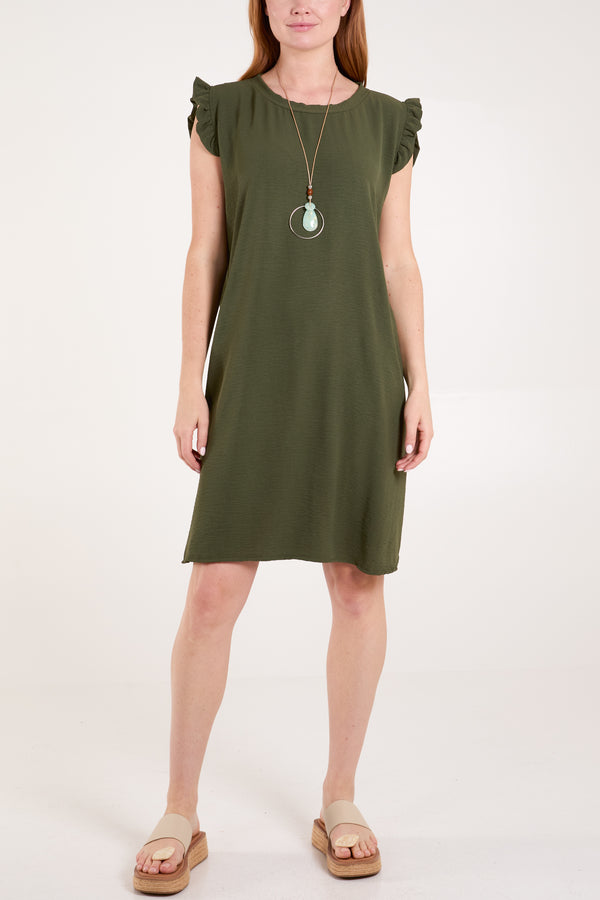 Qed London Frill Sleeve Necklace Mini Dress