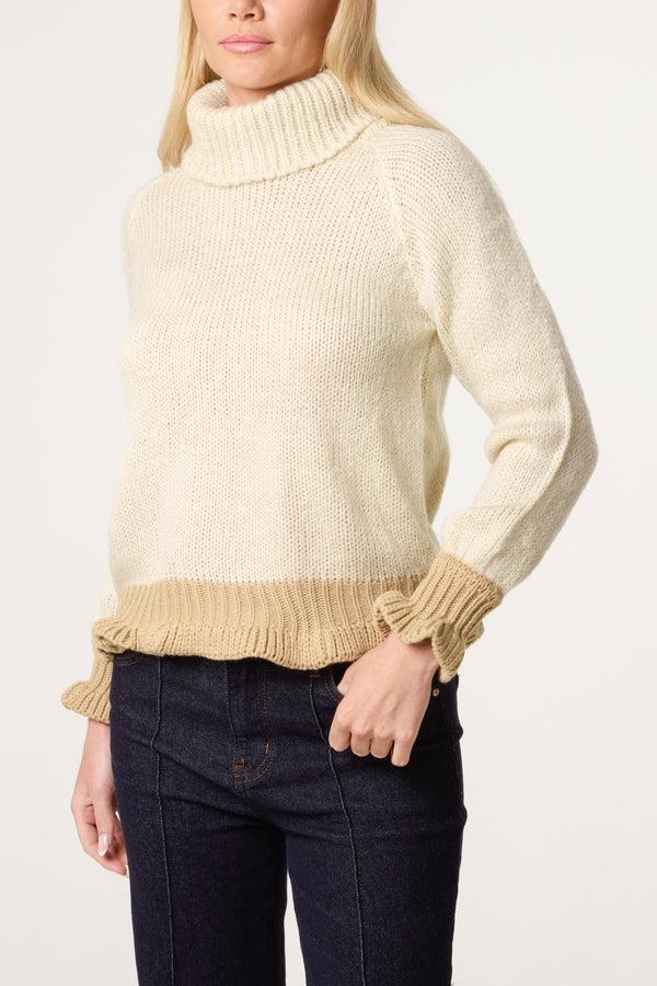 qed london Frilled Edge Roll Neck Jumper