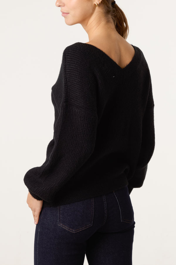 Qed London Front & Back V-Neck Jumper