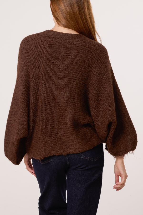 Qed London Front Bow Wool Blend Jumper