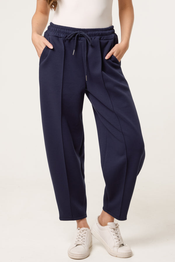 qed london Front Crease Barrel Leg Joggers