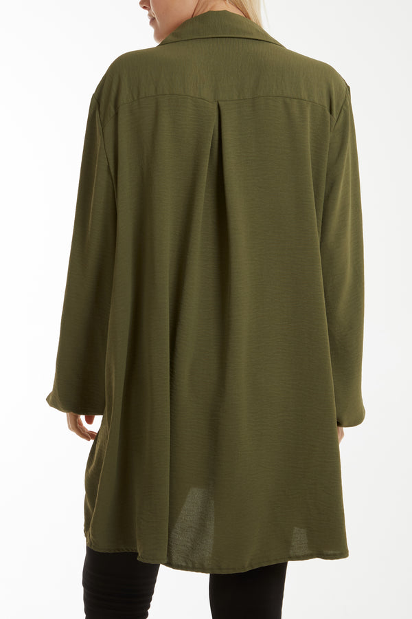 Qed London Front Flaps Long Sleeve Oversized Shirt