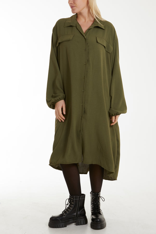 qed london Front Flaps Long Sleeve Shirt Dress