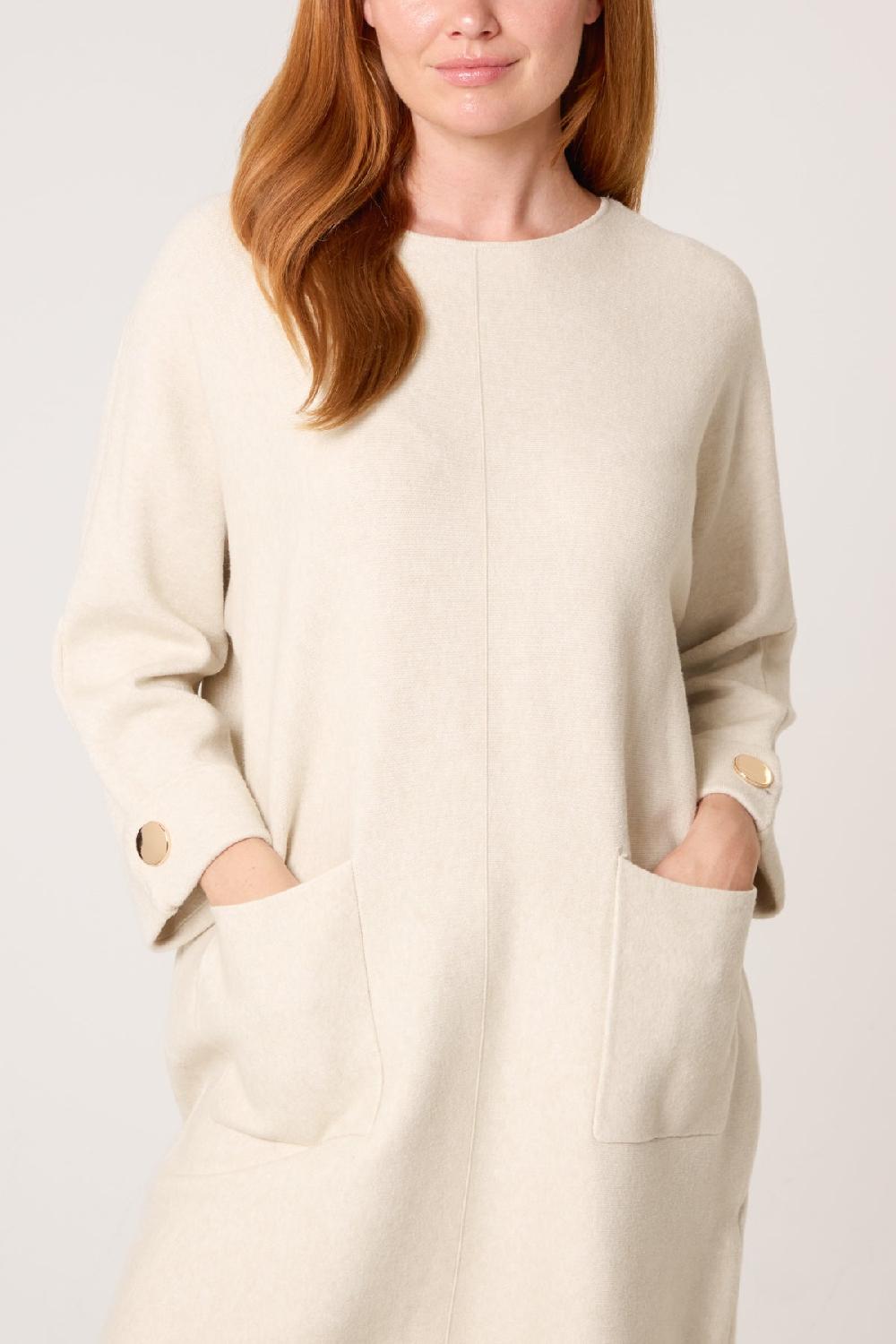 Qed London Front Seam Gold Button Pocket Tunic