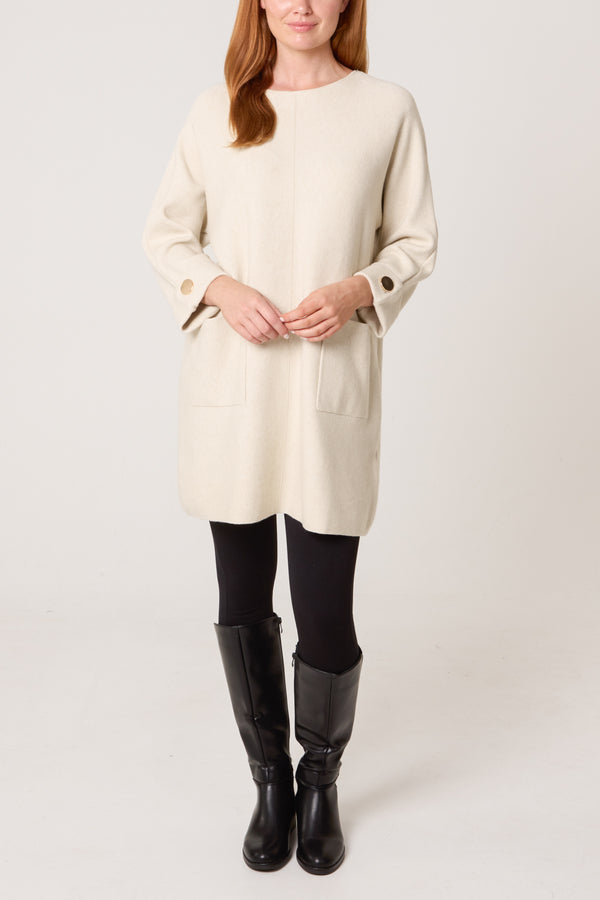 qed london Front Seam Gold Button Pocket Tunic