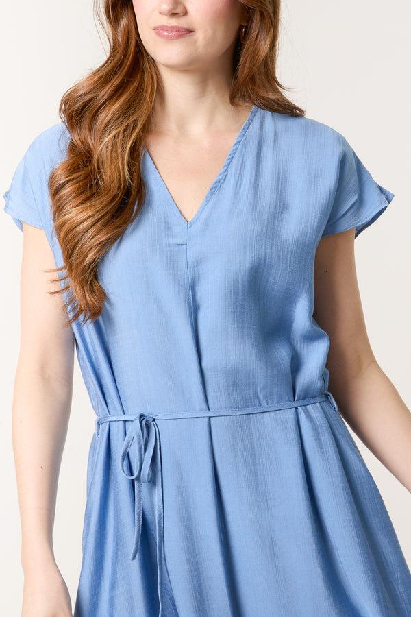 Qed London Front Slit Tie Belt Dress