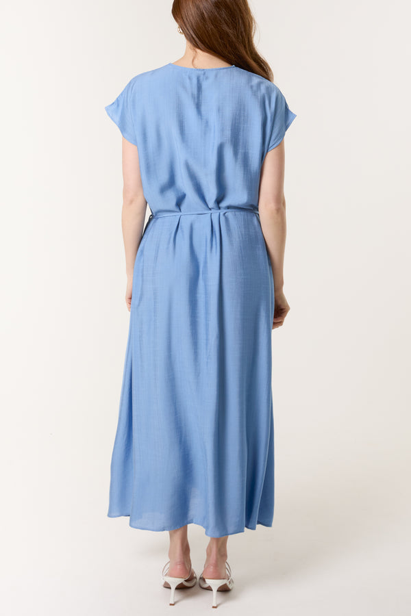 Qed London Front Slit Tie Belt Dress