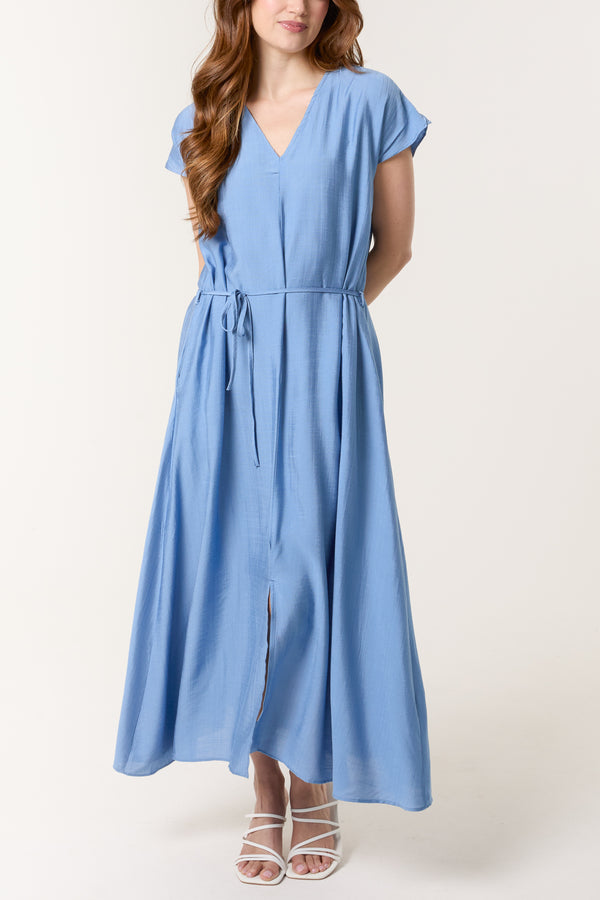 qed london Front Slit Tie Belt Dress