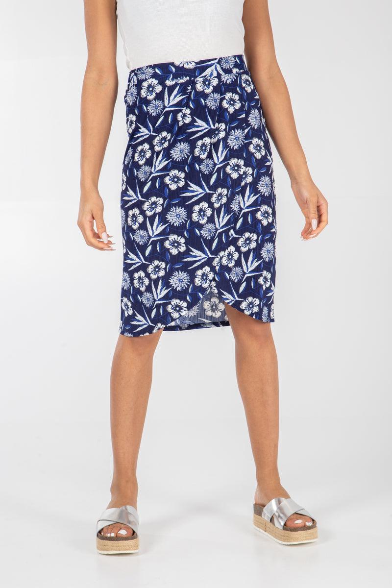 qed london Front Wrap Floral Midi Skirt