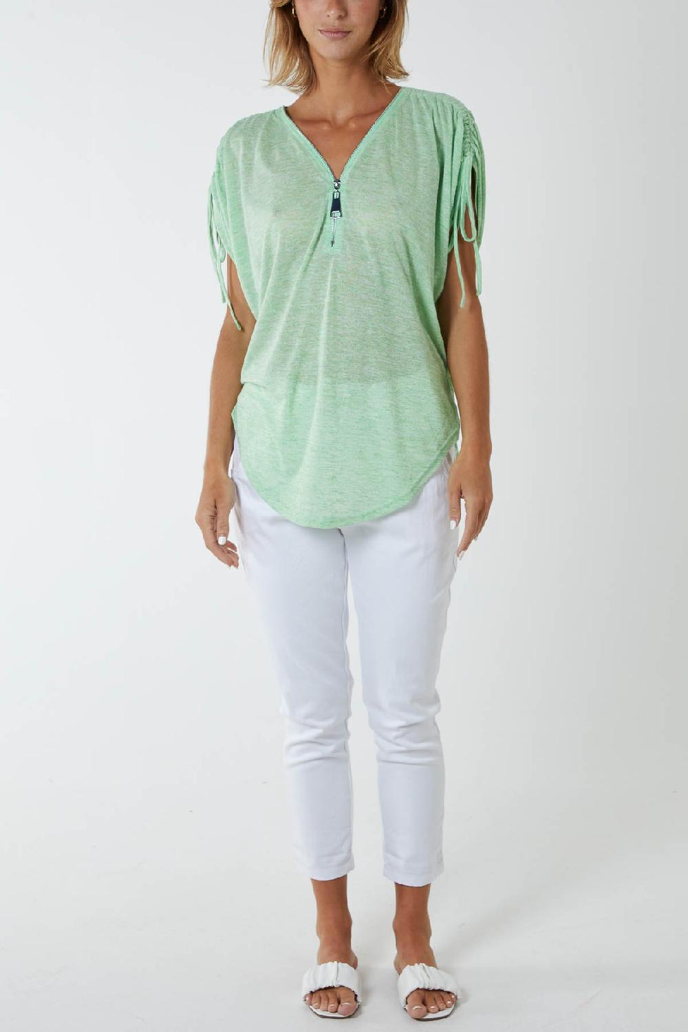 Qed London Front Zipper Drawstring Top