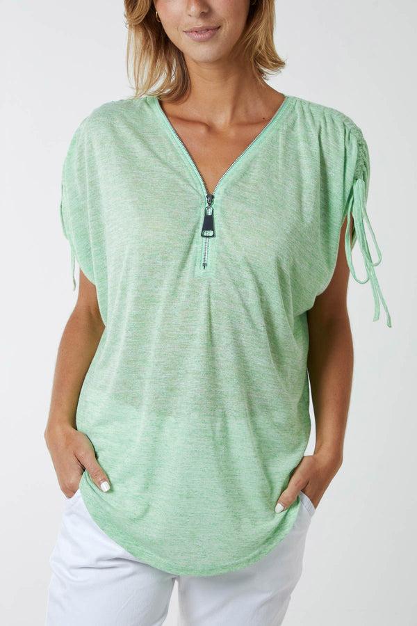 Qed London Front Zipper Drawstring Top