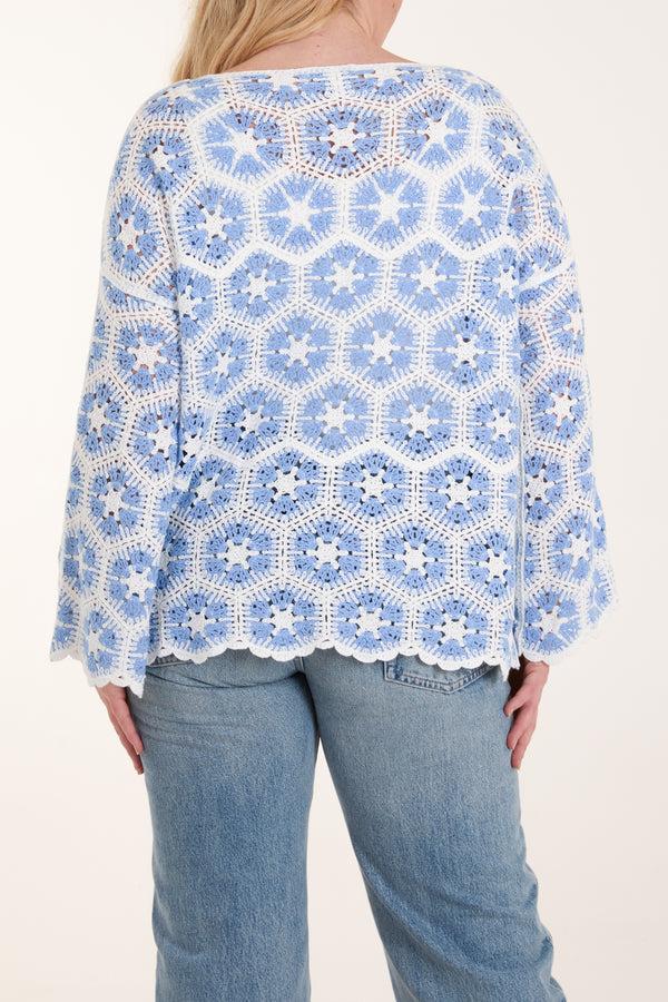 Qed London Geo Crochet Scallop Top