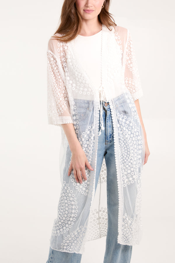 Qed London Geo Detail Lace Kimono