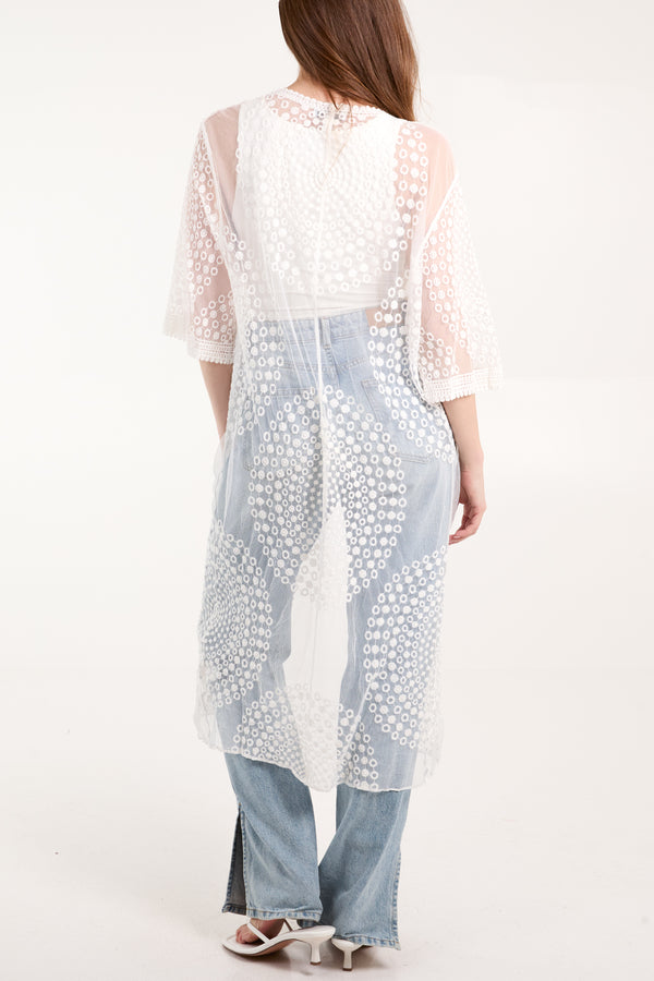 Qed London Geo Detail Lace Kimono