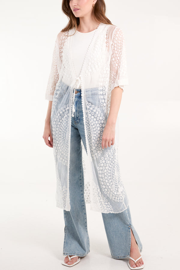 qed london Geo Detail Lace Kimono