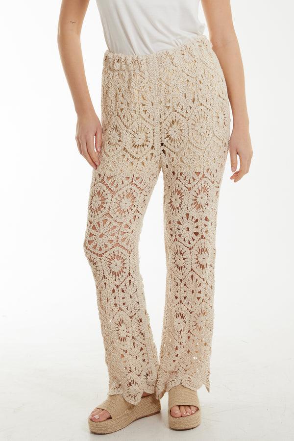 qed london Geometric Crochet Trousers