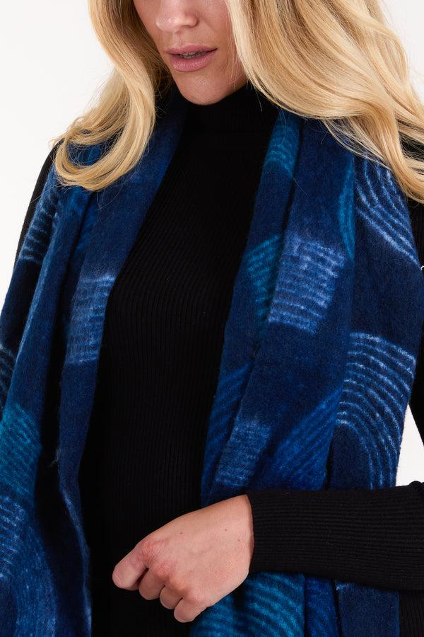 Qed London Geometric Print Tassel Scarf