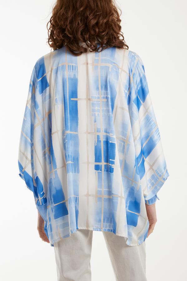 Qed London Geometric Pussybow Satin Blouse