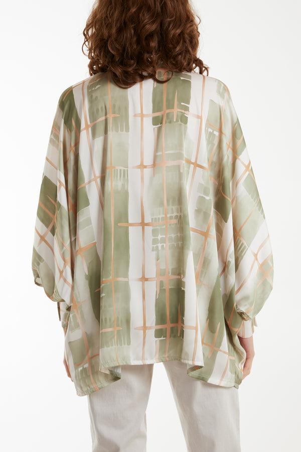 Qed London Geometric Pussybow Satin Blouse