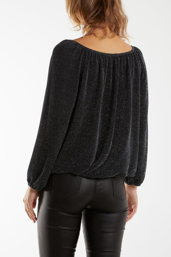 Qed London Glitter Bow Blouse