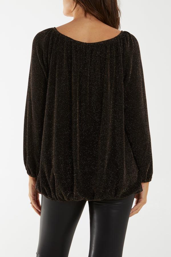 Qed London Glitter Bow Blouse