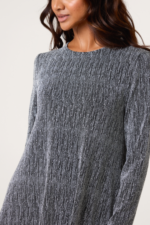 Qed London Glitter Lurex Swing Mini Dress