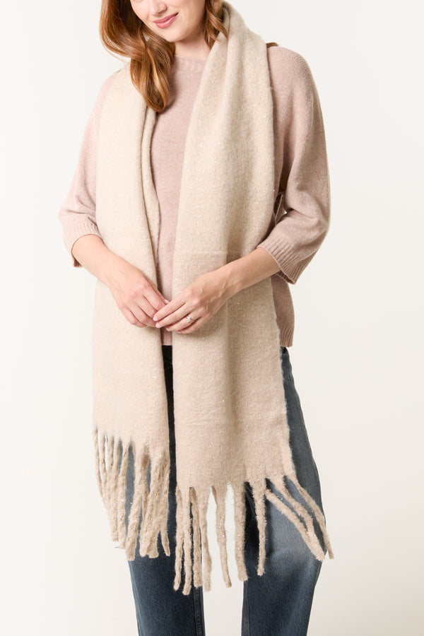Qed London Glitter Super Soft Tassel Scarf