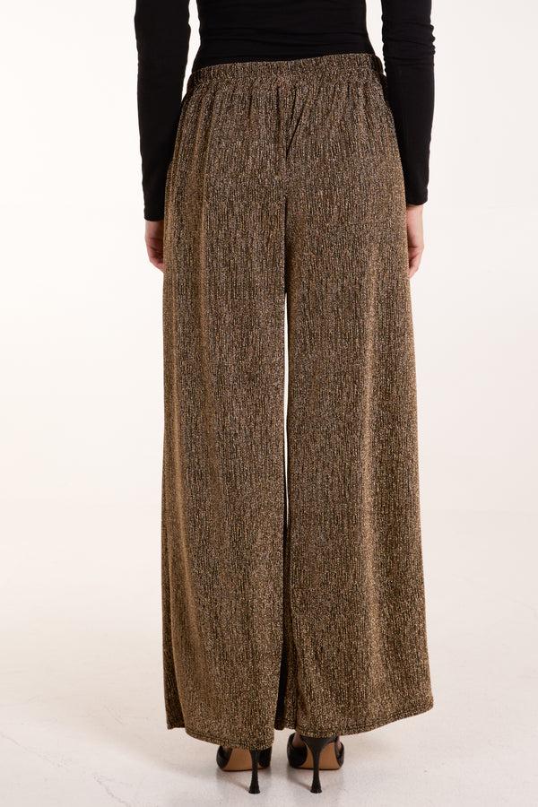 Qed London Glitter Wide Leg Trousers