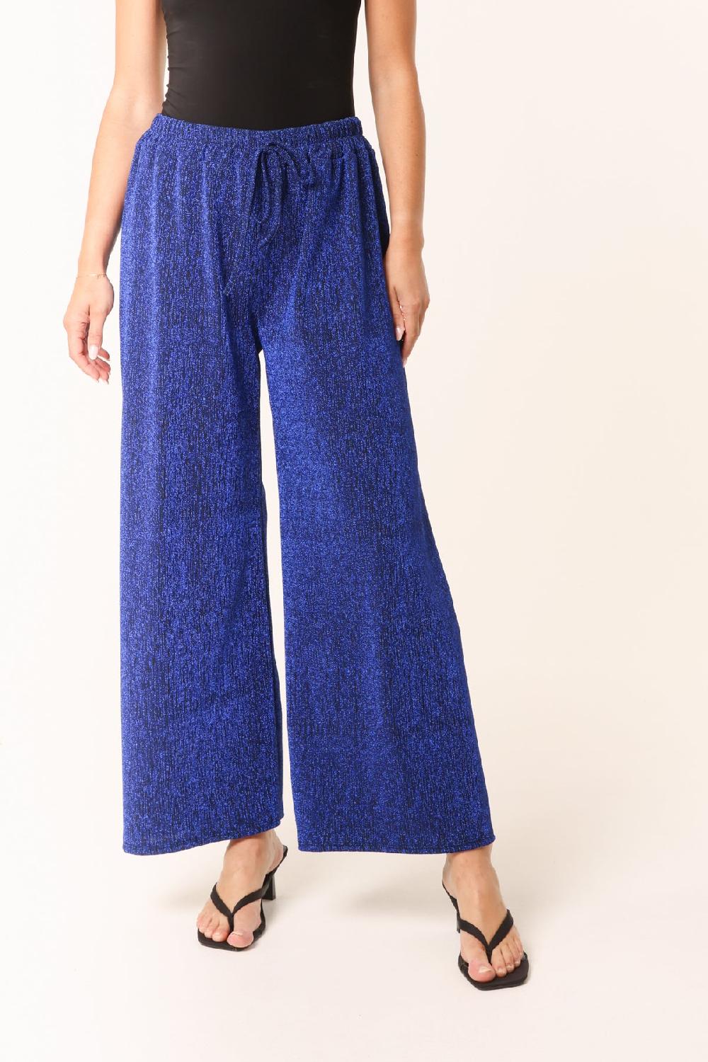 Qed London Glitter Wide Leg Trousers
