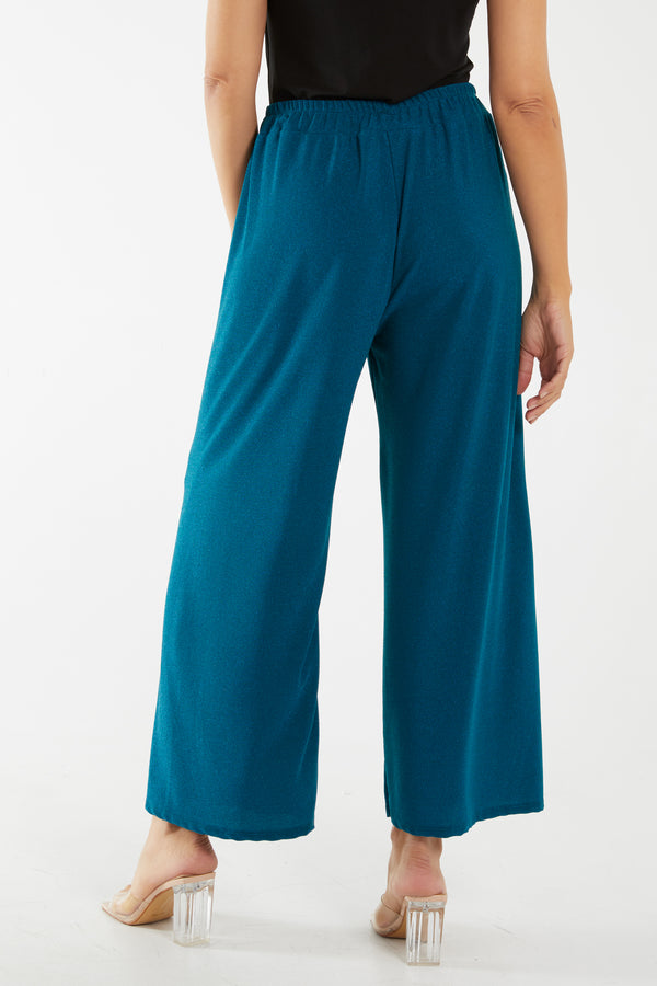 Qed London Glitter Wide Leg Trousers