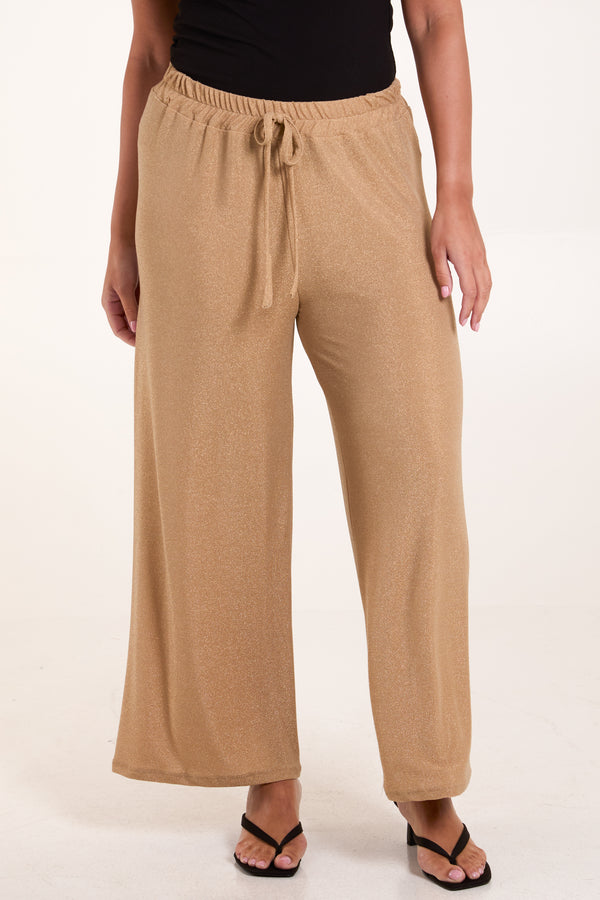 Qed London Glitter Wide Leg Trousers