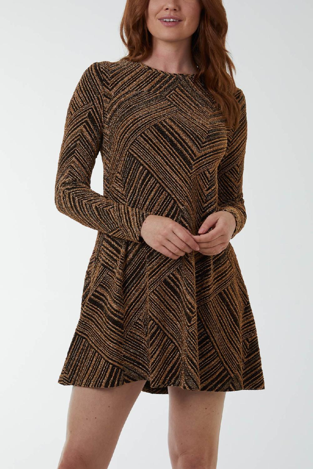 Qed London Glittery Diagonal Shift Mini Dress