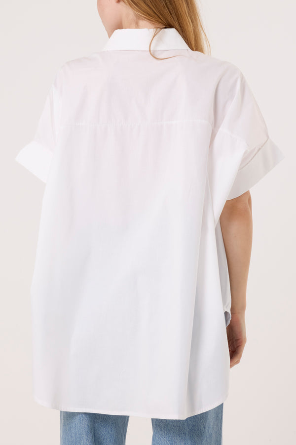 Qed London Gold Broch Detail Poplin Shirt