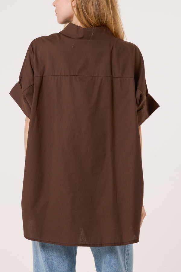 Qed London Gold Broch Detail Poplin Shirt