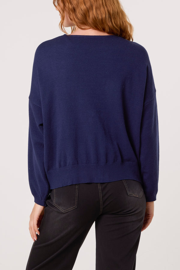 Qed London Gold Broch Puffball Sleeve Cardigan