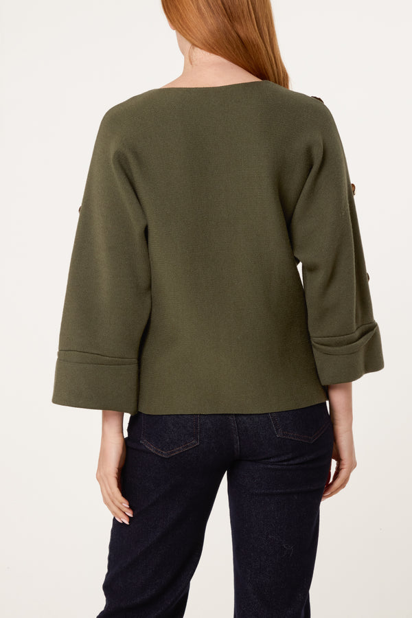 Qed London Gold Button Detail Jumper