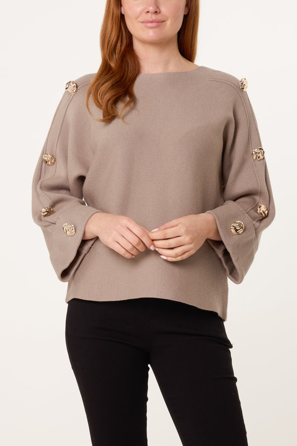 Qed London Gold Button Detail Jumper