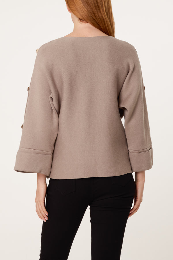 Qed London Gold Button Detail Jumper