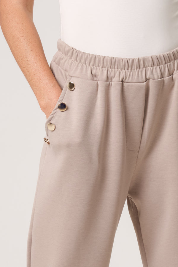Qed London Gold Button Detail Soft Touch Trousers