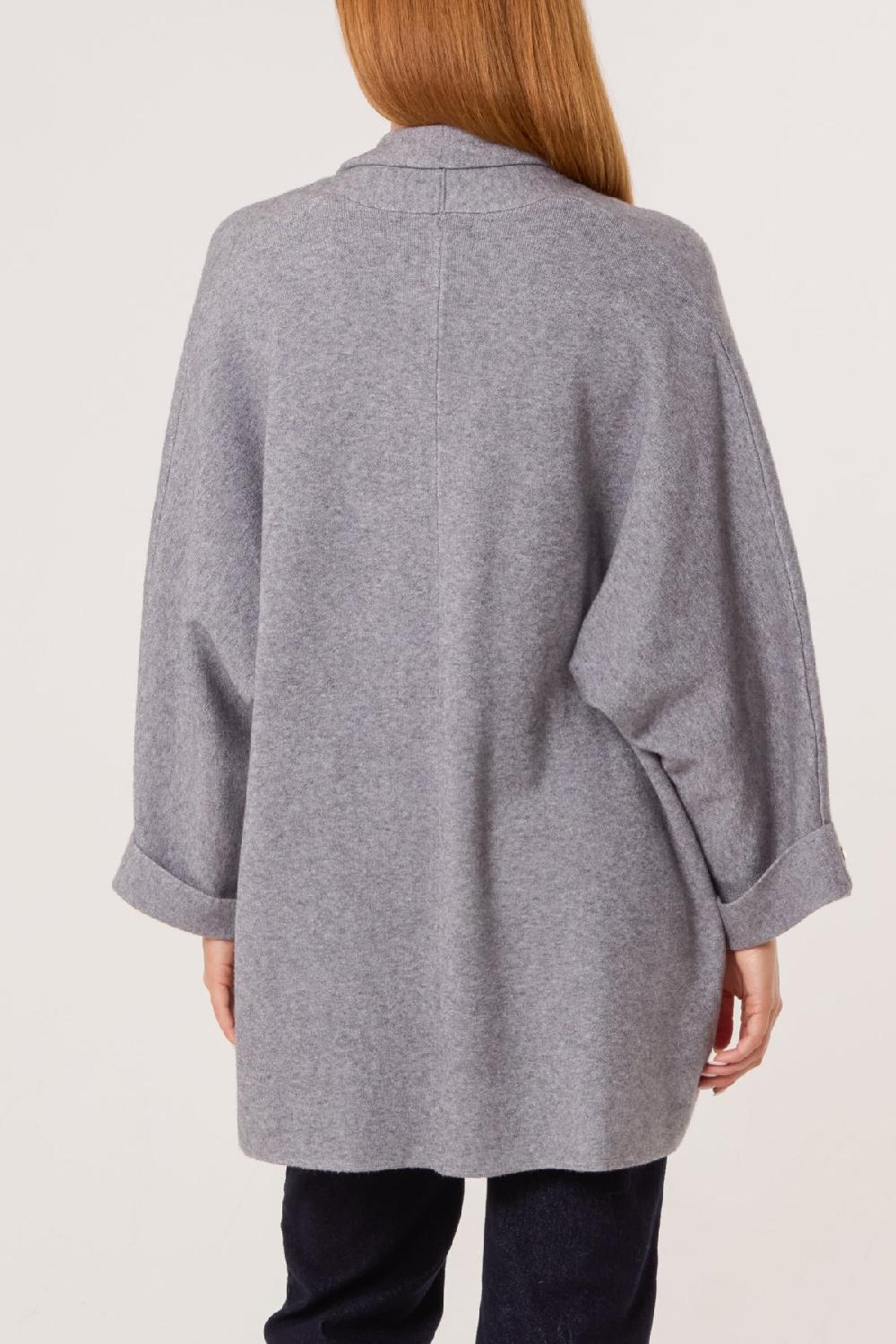 Qed London Gold Button Sleeve Heavy Knit Cardigan