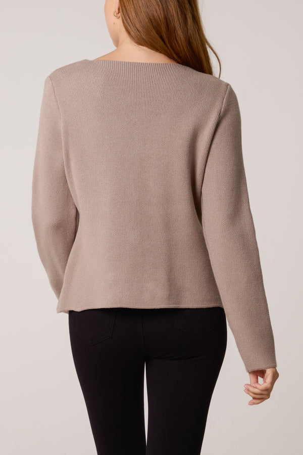 Qed London Gold Button V-Neck Cardigan