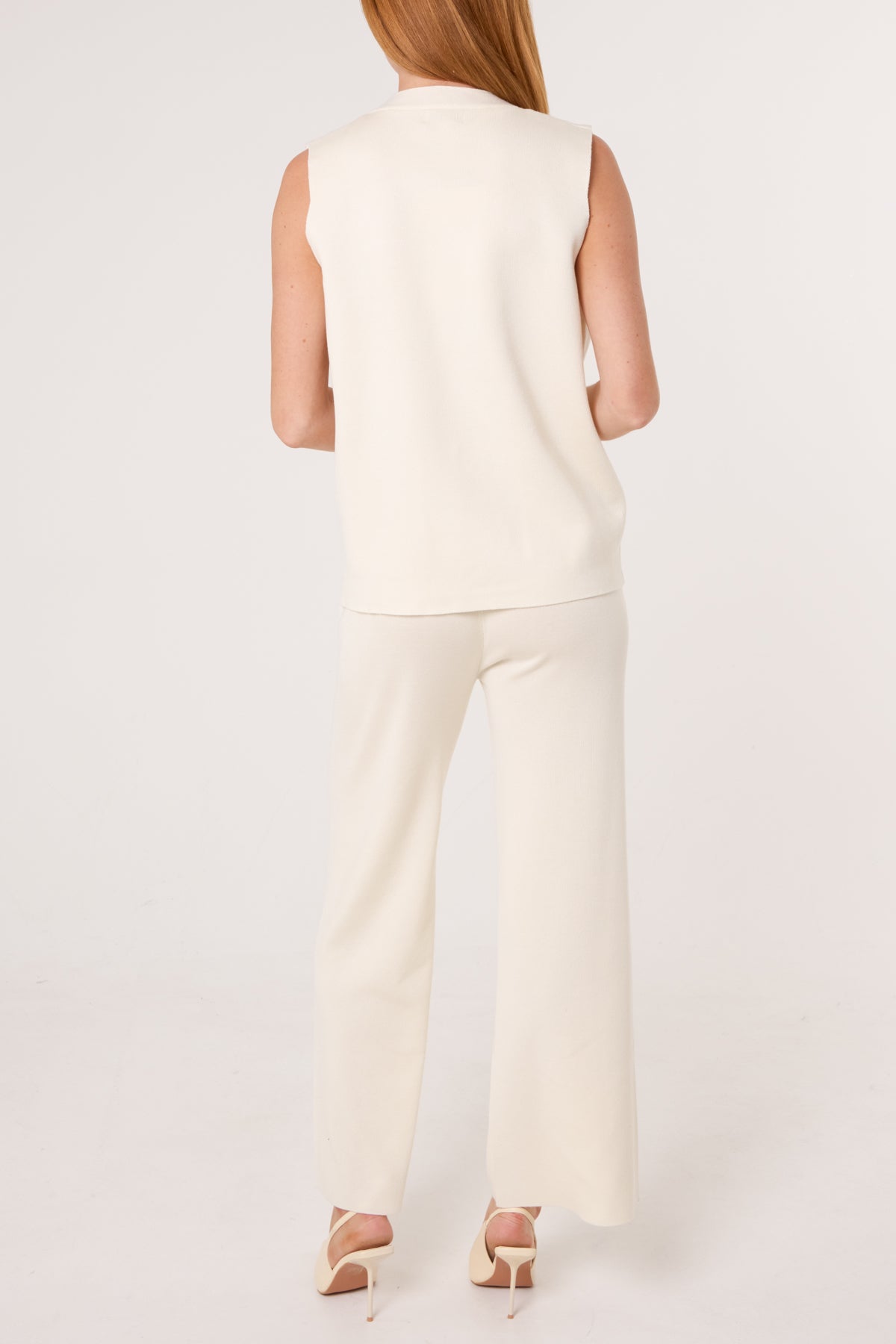 Qed London Gold Button Vest & Trouser Knit Set