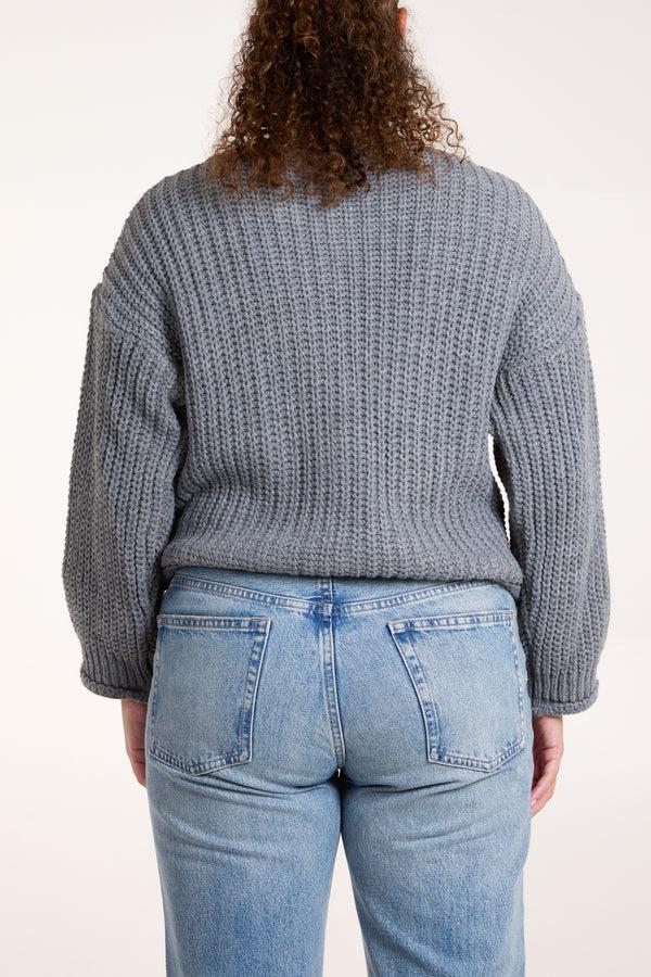 Qed London Gold Buttons Chunky Knit Cardigan